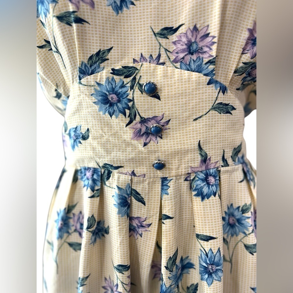 Whirlaway Frocks yellow Cottagecore floral Secretary Dress-10 - Picture 3 of 8